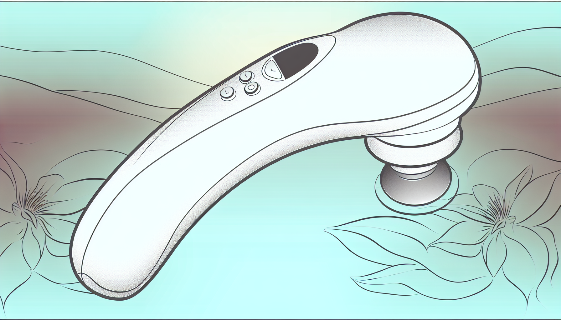 Eine Illustration eines Gesundheits- und Wellnessprodukts, n&Atilde;&curren;mlich eines pers&Atilde;&para;nlichen Massageger&Atilde;&curren;ts. Dieses tragbare Ger&Atilde;&curren;t ist f&Atilde;&frac14;r therapeutische Anwendungen konzipiert und hilft, Muskeln zu entspannen und die Entspannung zu f&Atilde;&para;rdern. Seine Form ist schlank und modern, mit einer glatten Oberfl&Atilde;&curren;che und ergonomischem Design. Das Ger&Atilde;&curren;t wird elektrisch betrieben und verf&Atilde;&frac14;gt &Atilde;&frac14;ber verschiedene Geschwindigkeitsstufen, die es dem Benutzer erm&Atilde;&para;glichen, die Intensit&Atilde;&curren;t nach seinen Bed&Atilde;&frac14;rfnissen anzupassen. Es ist tragbar, erzeugt beim Betrieb nur minimalen L&Atilde;&curren;rm und l&Atilde;&curren;sst sich leicht reinigen. Es wird vor einem ruhigen, spa-&Atilde;&curren;hnlichen Hintergrund gezeigt, der seine Rolle bei der F&Atilde;&para;rderung von Gesundheit und Entspannung betont.